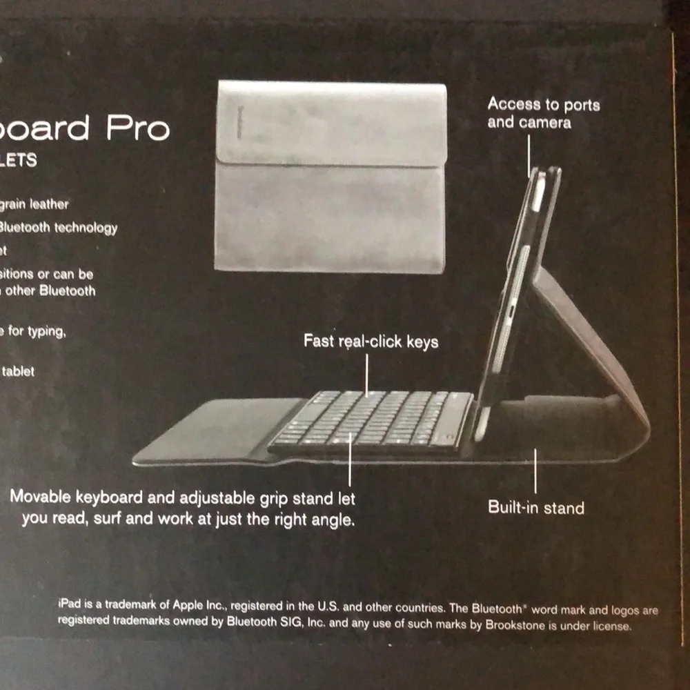 Brookstone Bluetooth Keyboard Pro & Leather Case for iPad Air Tablets